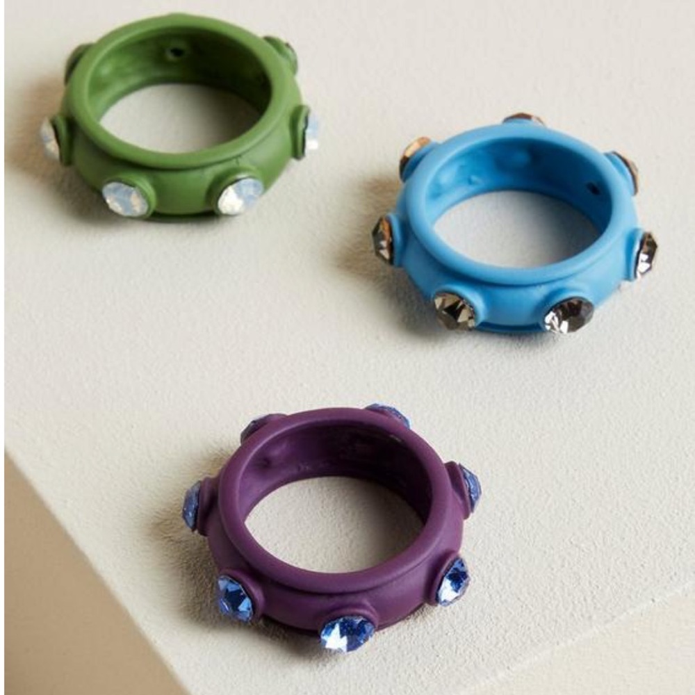 Torrid Blue, Green, & Purple Matte Stone Ring Set NWT